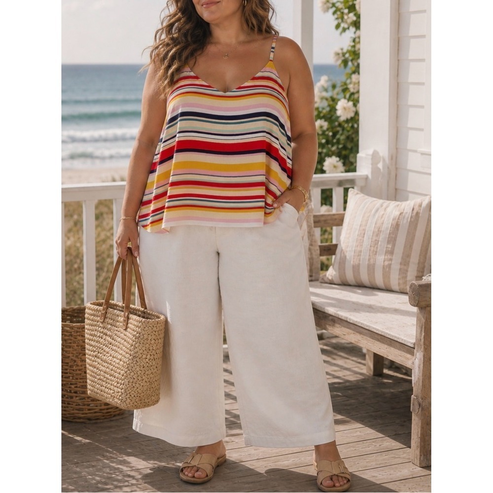 Torrid NEW Stripe Swing Tank 2X Multicolor Cami Top Coastal Resort Vacation Boxy